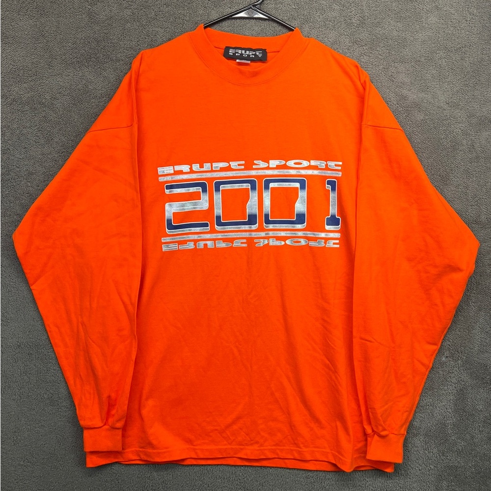 Erupt Sports Orange Men’s Long Sleeve Shirt 2001 Logo Streetwear Urban Retro 2XL